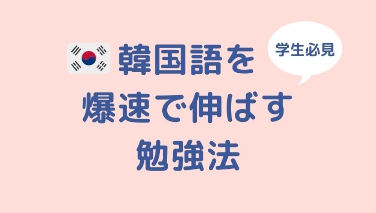 中学生必見 韓国語を爆速で伸ばす勉強法 結論 他人の5倍行動しよう Korekenblog