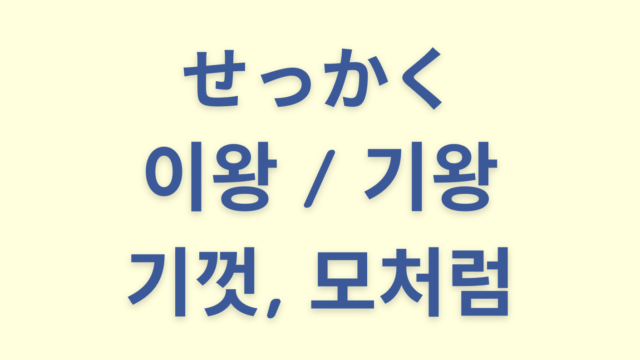 「せっかく」を意味する韓国語「이왕 / 기왕, 기껏, 모처럼」をわかりやすく解説【違いも】
