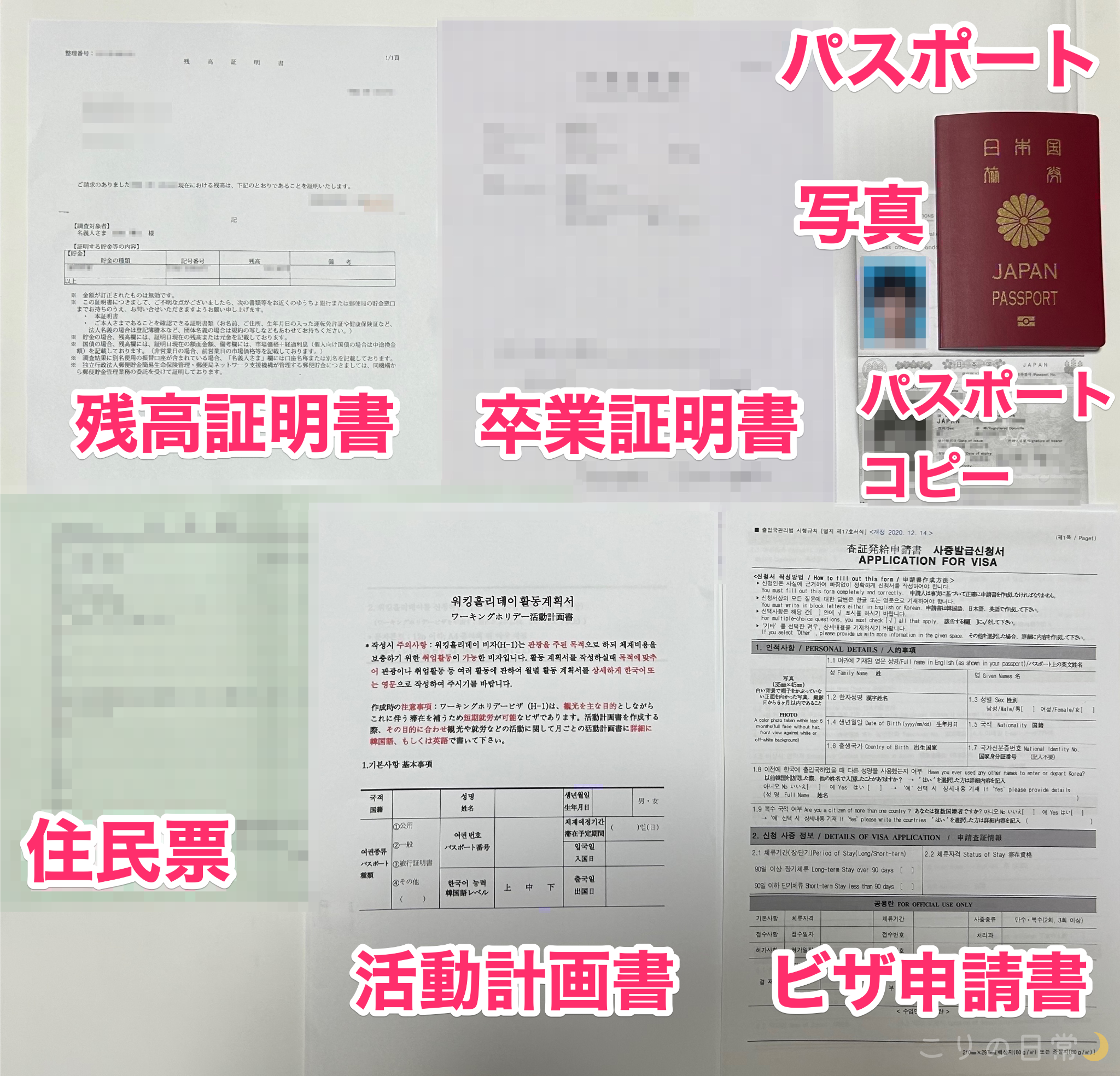韓国ワーホリビザ（H-1）申請の必要書類